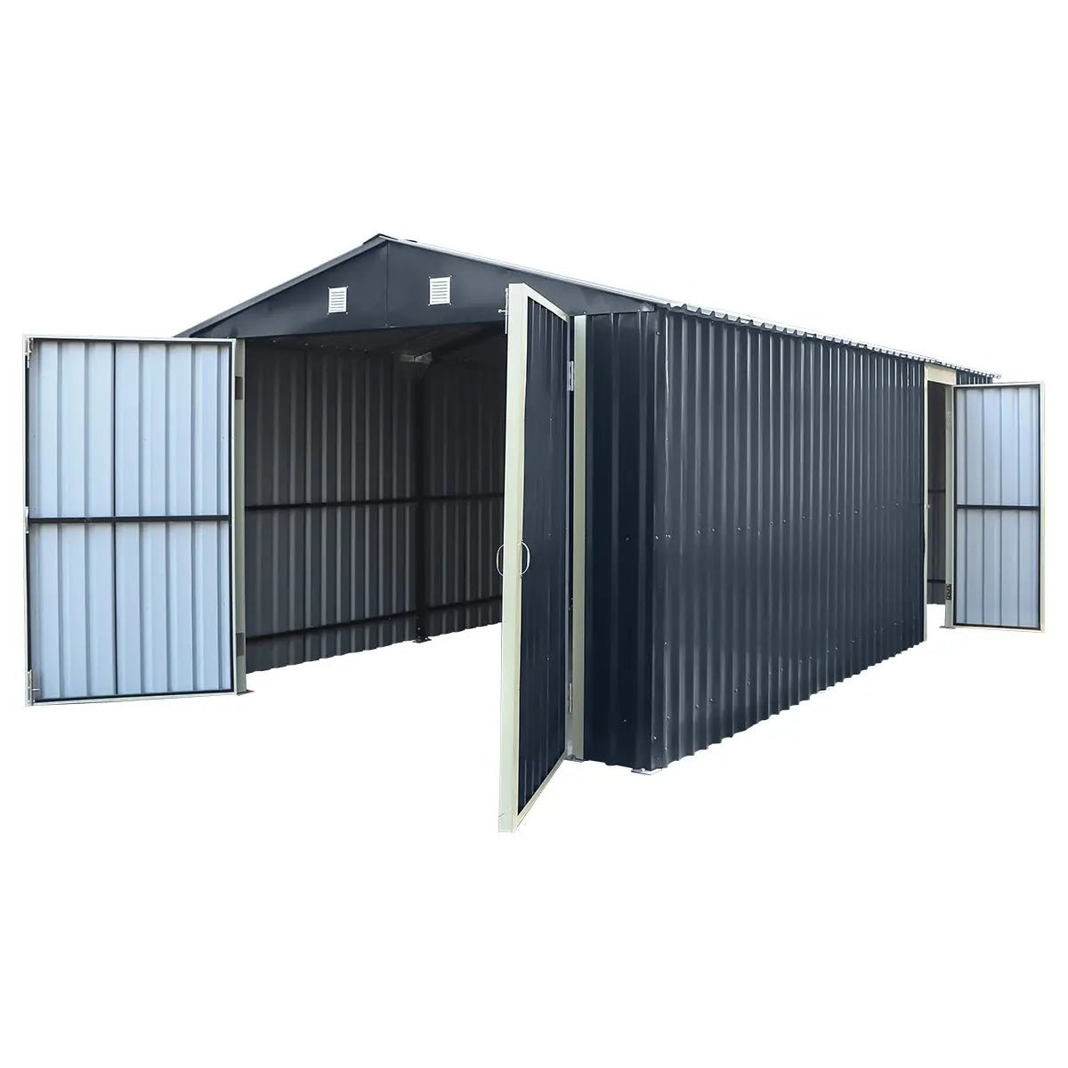 Pro Series 10′ x 20′ Metal Garage Shed with Double Front Doors and Side Entry Door, 8′ Peak Height TMG-MS1020B