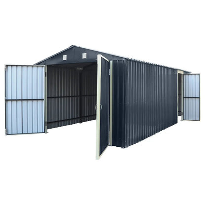 Pro Series 10′ x 20′ Metal Garage Shed with Double Front Doors and Side Entry Door, 8′ Peak Height TMG-MS1020B