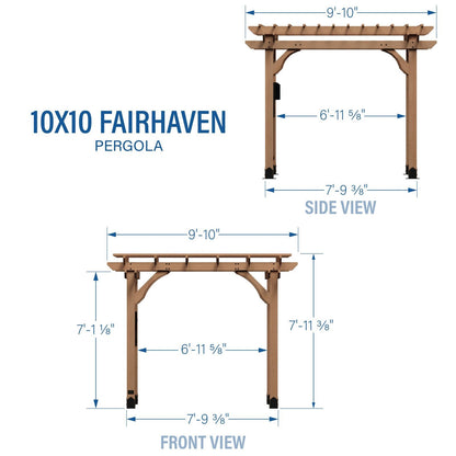 10 x 10 Fairhaven Pergola Rustic Finish