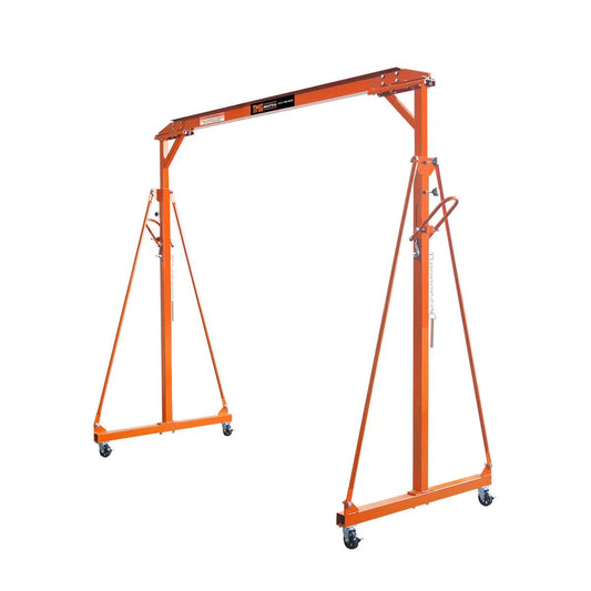 1100-lb Adjustable Height All-Steel Gantry Crane, Auto-Lock, 95″ Min. Height, 142″ Max. Height, Locking Swivel Caster Wheels, TMG-AGC06(Previously TMG-AGC05)