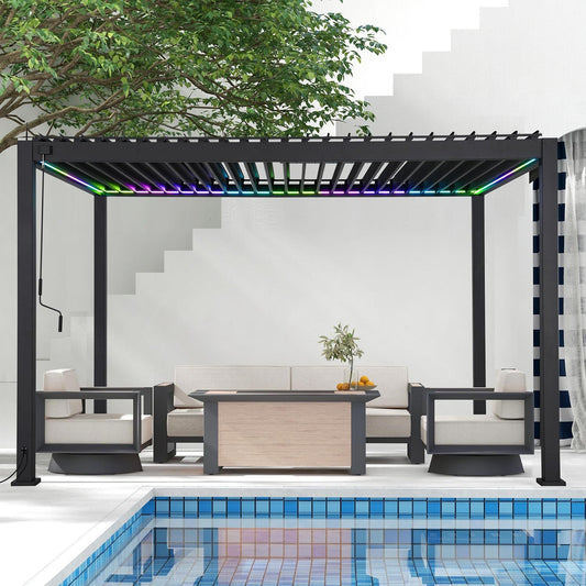 MIRADOR 111S 10’x13′ PERGOLA WITH LED STRIP LIGHTS