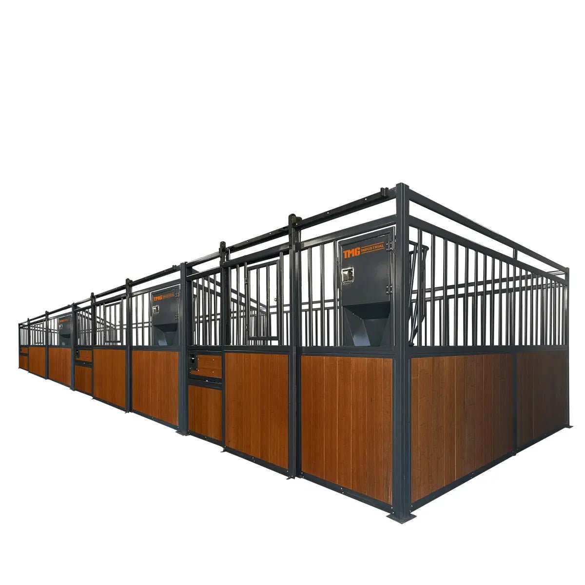 12’ Horse Stall Bamboo Panel, Vertical Bar Top, Front panel c/w Window/Feeder and Sliding Door, TMG-FHS13A or FHS13B