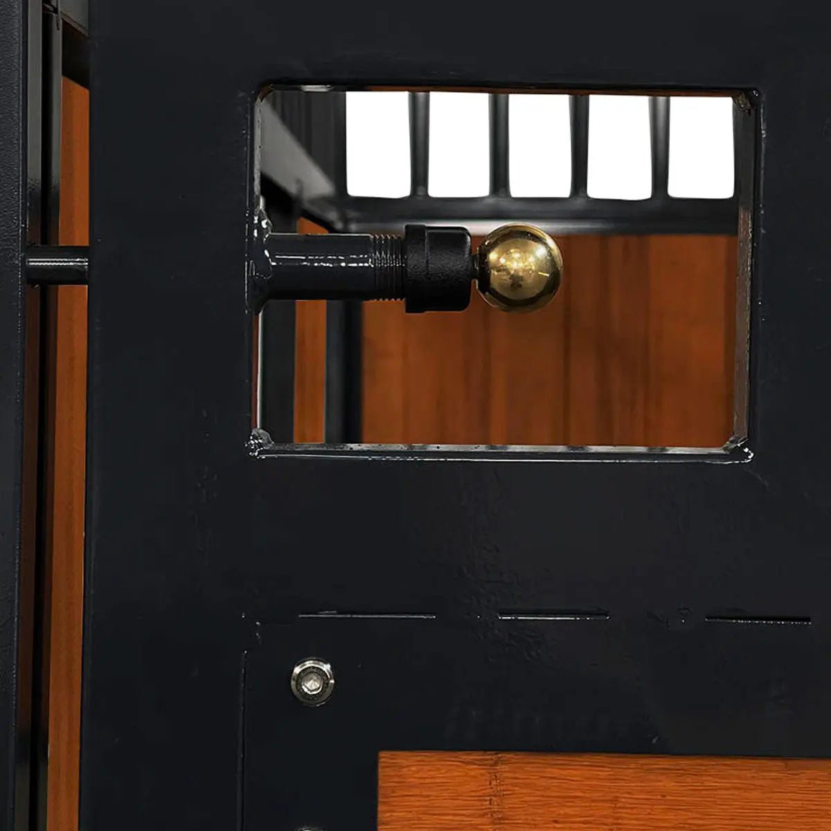 12’ Horse Stall Bamboo Panel, Vertical Bar Top, Front panel c/w Window/Feeder and Sliding Door, TMG-FHS13A or FHS13B