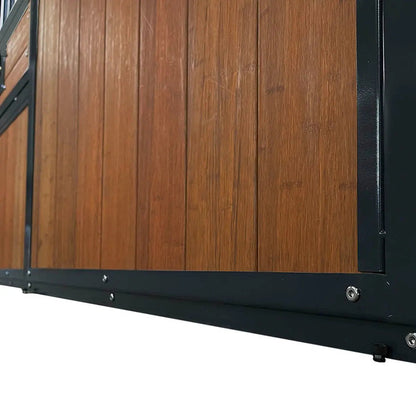 12’ Horse Stall Bamboo Panel, Vertical Bar Top, Front panel c/w Window/Feeder and Sliding Door, TMG-FHS13A or FHS13B