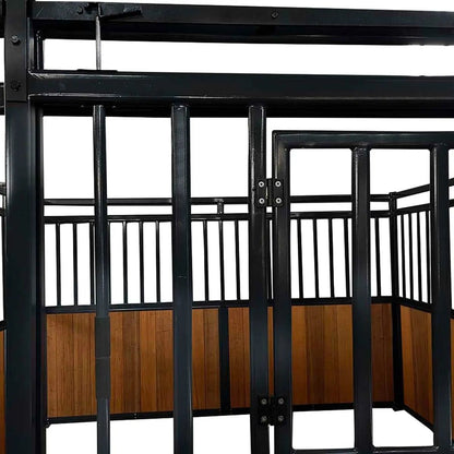 12’ Horse Stall Bamboo Panel, Vertical Bar Top, Front panel c/w Window/Feeder and Sliding Door, TMG-FHS13A or FHS13B