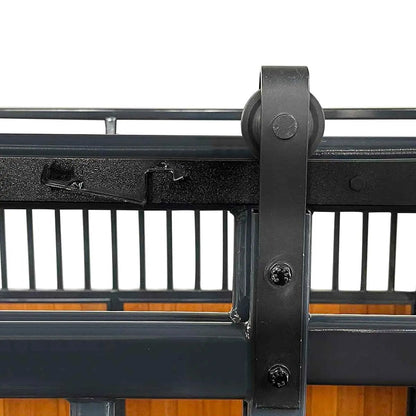 12’ Horse Stall Bamboo Panel, Vertical Bar Top, Front panel c/w Window/Feeder and Sliding Door, TMG-FHS13A or FHS13B