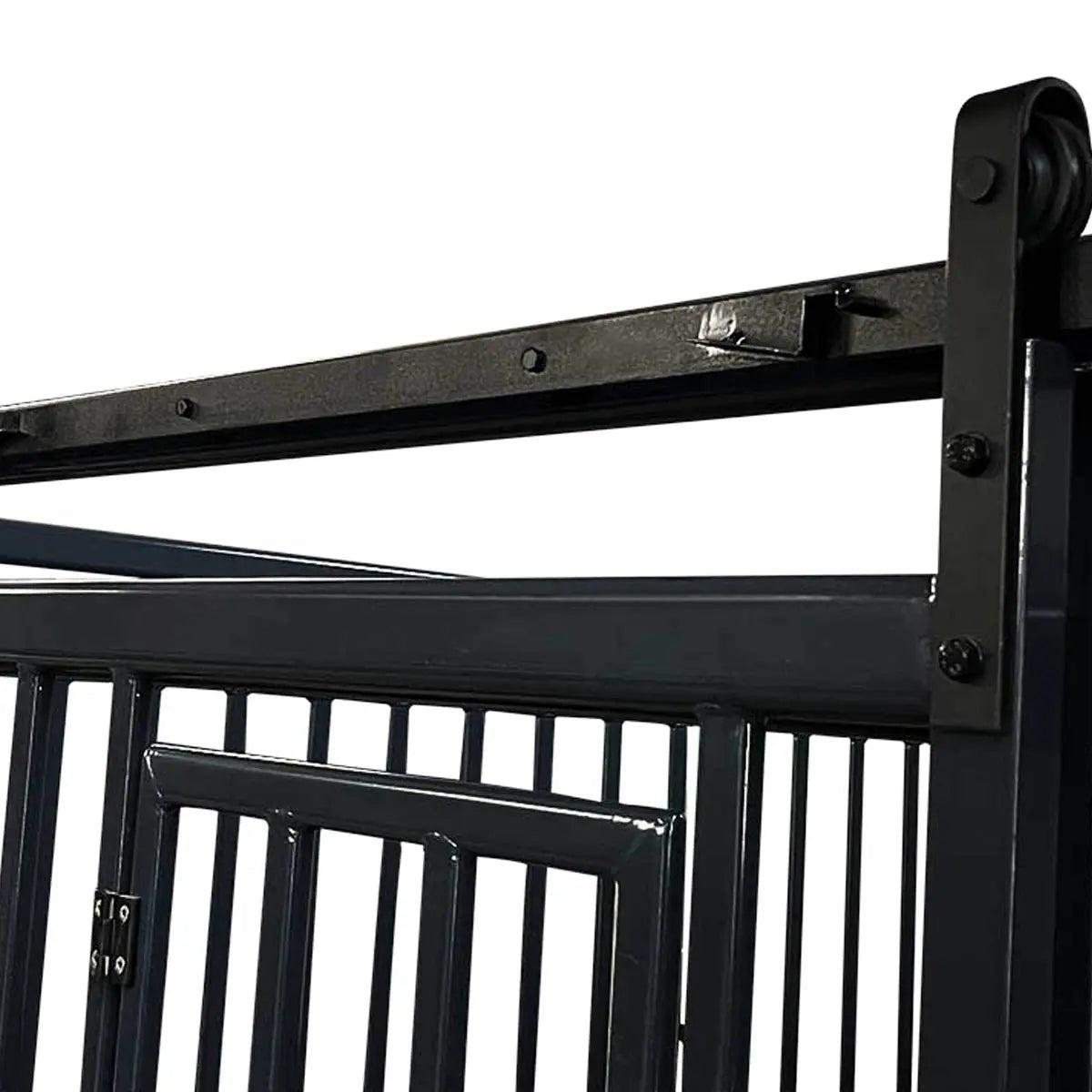 12’ Horse Stall Bamboo Panel, Vertical Bar Top, Front panel c/w Window/Feeder and Sliding Door, TMG-FHS13A or FHS13B