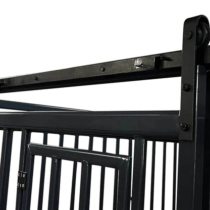 12’ Horse Stall Bamboo Panel, Vertical Bar Top, Front panel c/w Window/Feeder and Sliding Door, TMG-FHS13A or FHS13B