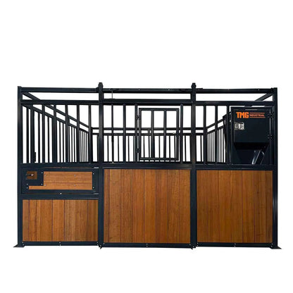 12’ Horse Stall Bamboo Panel, Vertical Bar Top, Front panel c/w Window/Feeder and Sliding Door, TMG-FHS13A or FHS13B