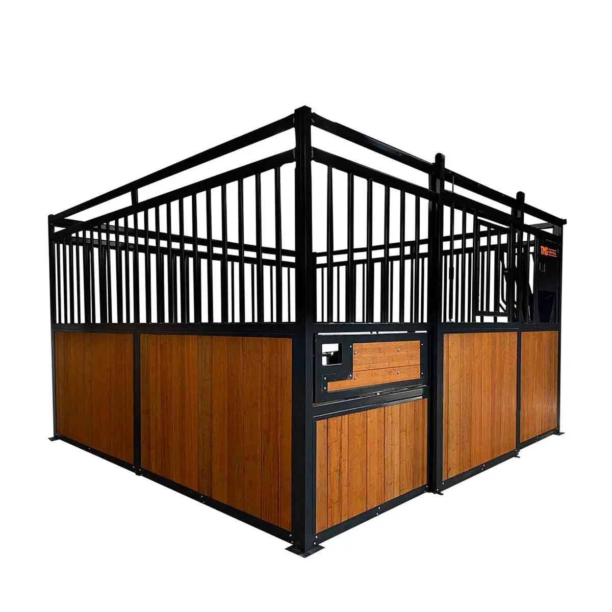 12’ Horse Stall Bamboo Panel, Vertical Bar Top, Front panel c/w Window/Feeder and Sliding Door, TMG-FHS13A or FHS13B