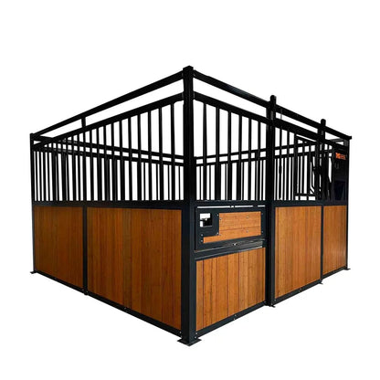 12’ Horse Stall Bamboo Panel, Vertical Bar Top, Front panel c/w Window/Feeder and Sliding Door, TMG-FHS13A or FHS13B