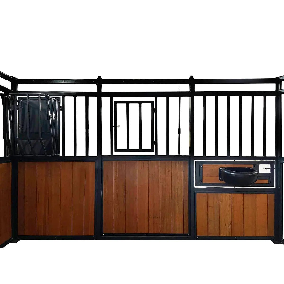 12’ Horse Stall Bamboo Panel, Vertical Bar Top, Front panel c/w Window/Feeder and Sliding Door, TMG-FHS13A or FHS13B