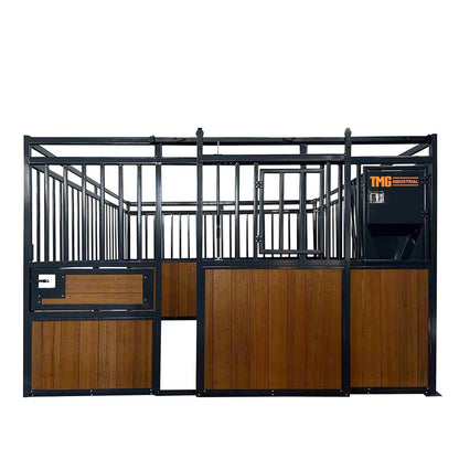 12’ Horse Stall Bamboo Panel, Vertical Bar Top, Front panel c/w Window/Feeder and Sliding Door, TMG-FHS13A or FHS13B