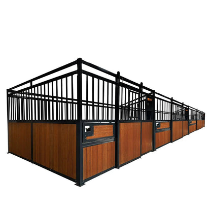 12’ Horse Stall Bamboo Panel, Vertical Bar Top, Front panel c/w Window/Feeder and Sliding Door, TMG-FHS13A or FHS13B