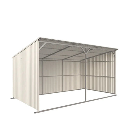 12’ x 20’ Galvanized Metal Livestock Shed, 240 Sq-Ft, 27 GA Corrugated Panels, Sliding Skid Mount, TMG-MS1220L