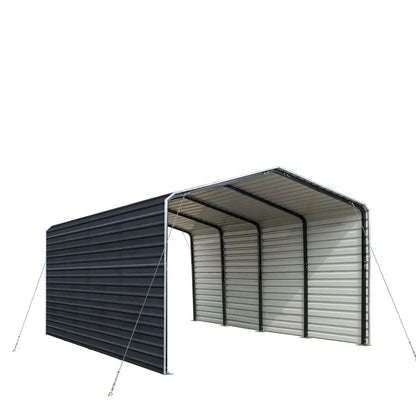 12’ x 20’ Metal Shed Carport with 8’ Enclosed Sidewalls, TMG-MSC1220F