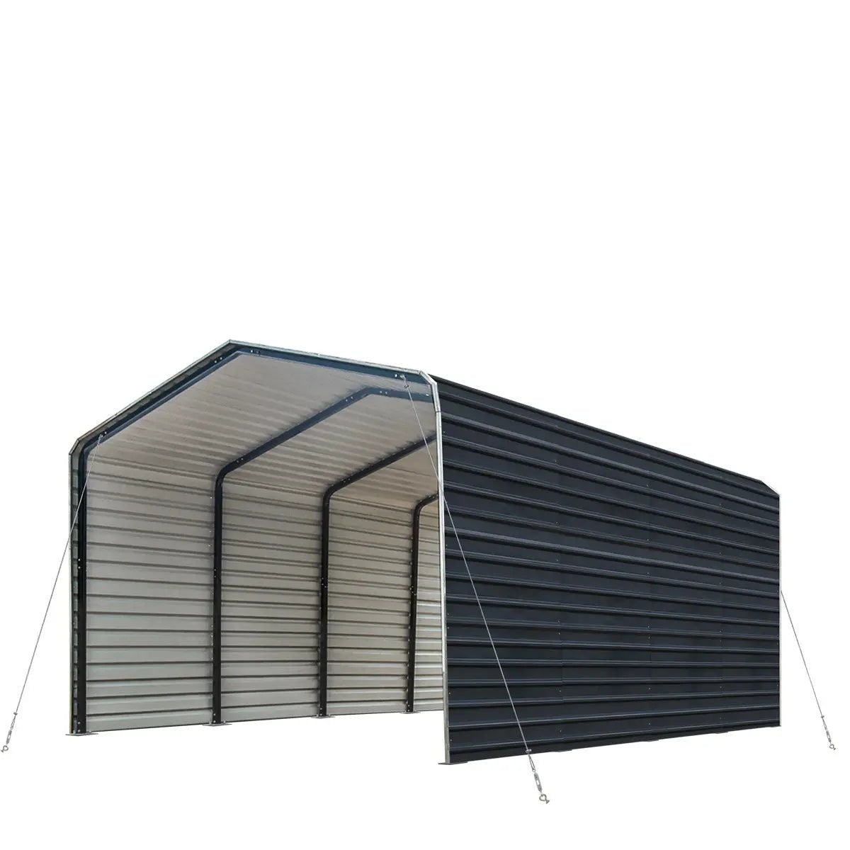 12’ x 20’ Metal Shed Carport with 8’ Enclosed Sidewalls, TMG-MSC1220F