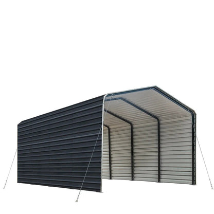 12’ x 20’ Metal Shed Carport with 8’ Enclosed Sidewalls, TMG-MSC1220F