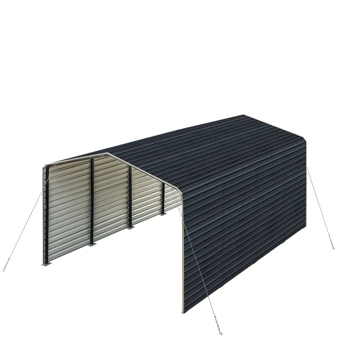 12’ x 20’ Metal Shed Carport with 8’ Enclosed Sidewalls, TMG-MSC1220F