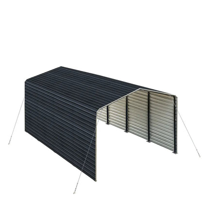 12’ x 20’ Metal Shed Carport with 8’ Enclosed Sidewalls, TMG-MSC1220F