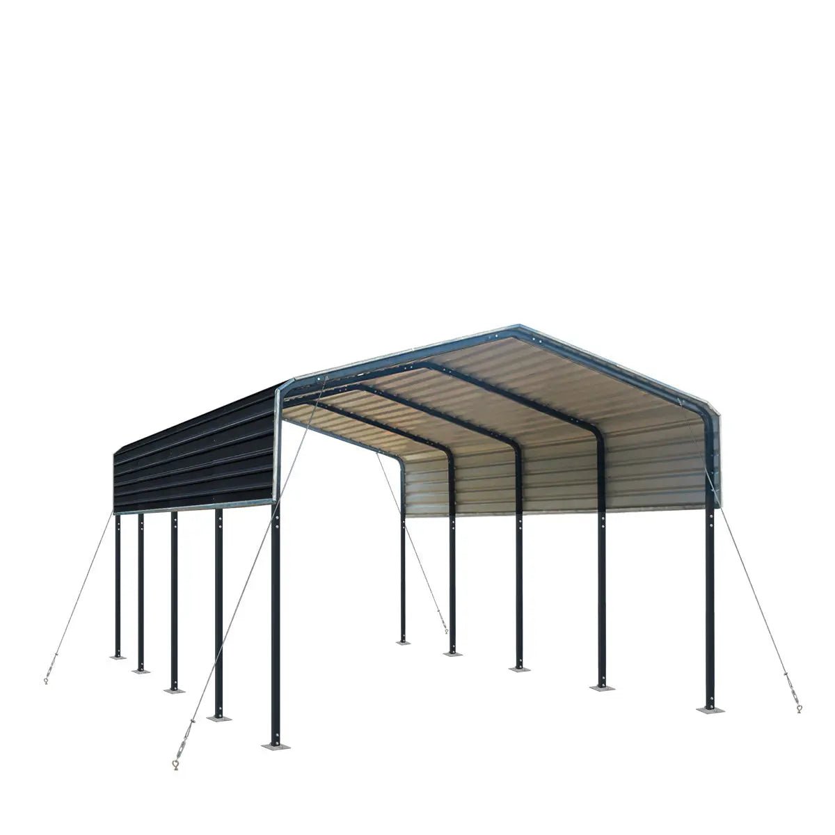 12’ x 20’ Metal Shed Carport with 8’ Open Sidewalls, TMG-MSC1220