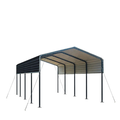 12’ x 20’ Metal Shed Carport with 8’ Open Sidewalls, TMG-MSC1220
