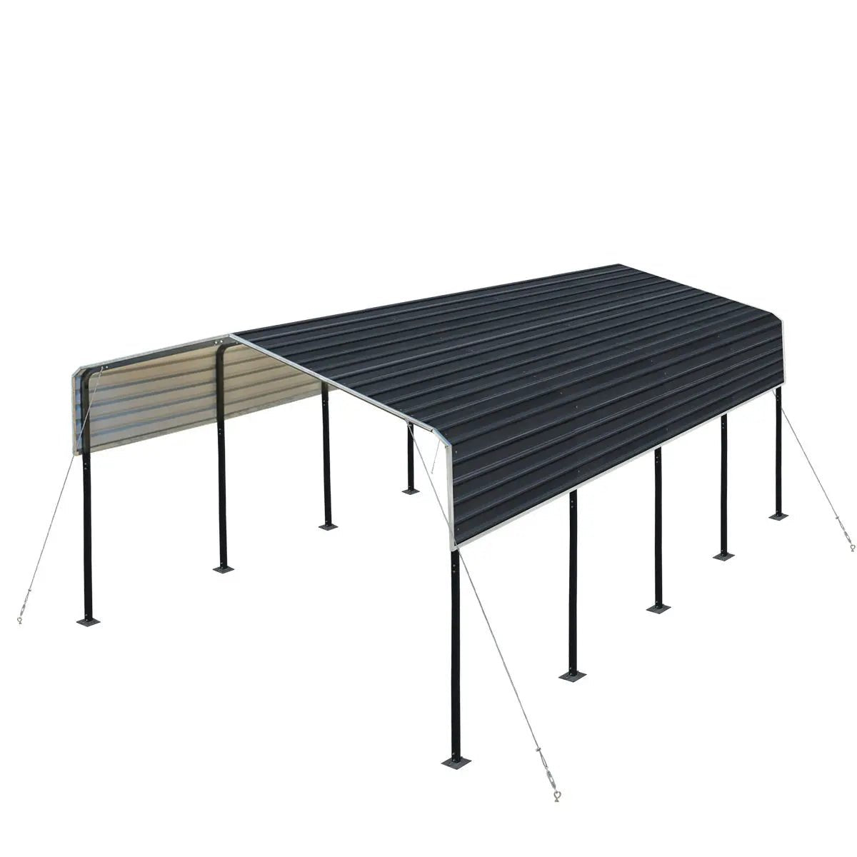 12’ x 20’ Metal Shed Carport with 8’ Open Sidewalls, TMG-MSC1220