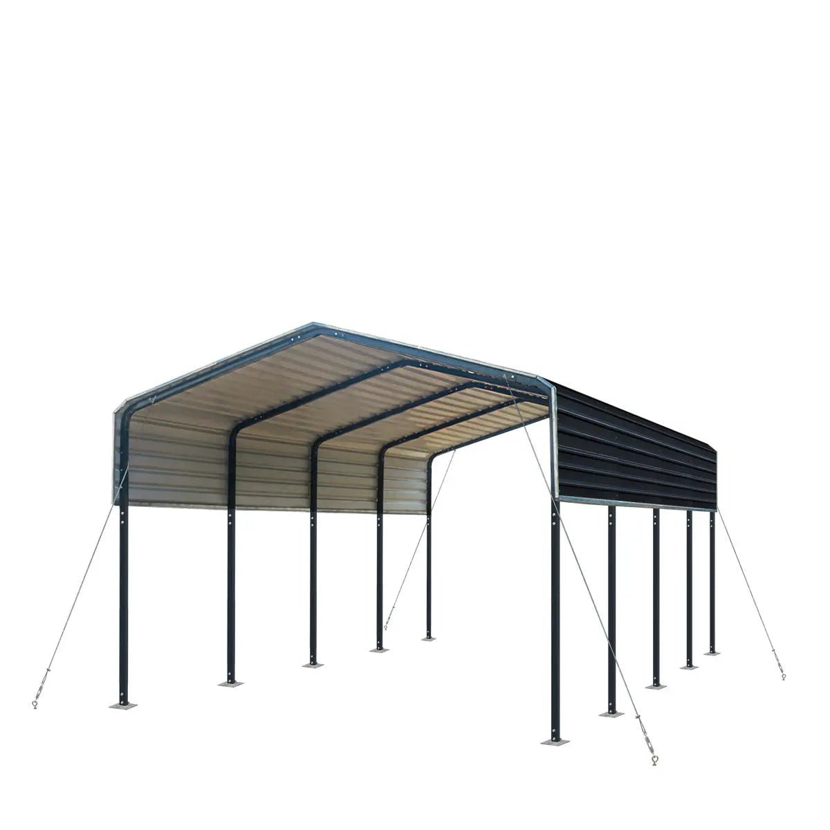 12’ x 20’ Metal Shed Carport with 8’ Open Sidewalls, TMG-MSC1220