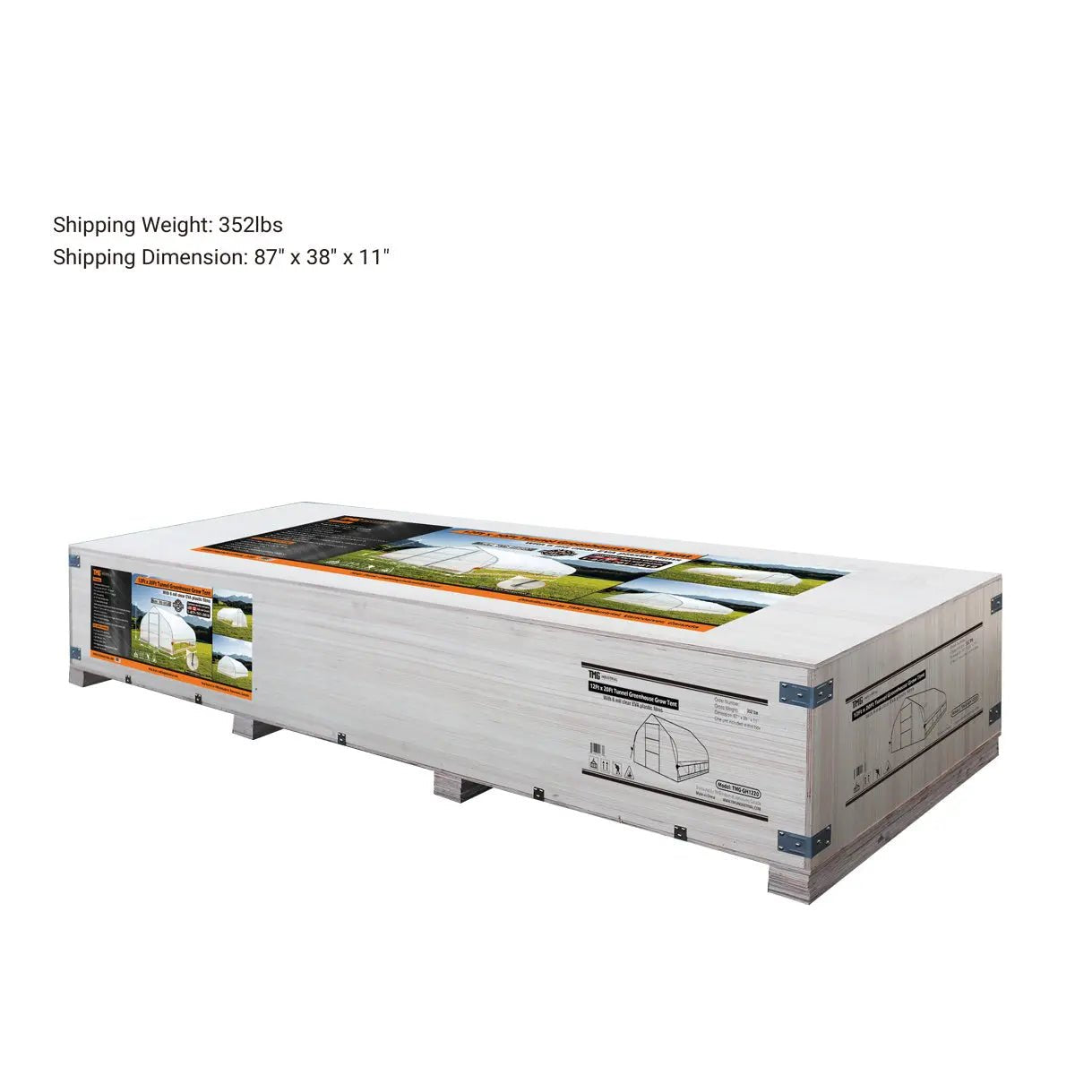 12’ x 20’ Tunnel Greenhouse Grow Tent w/6 Mil Clear EVA Plastic Film, Cold Frame, Hand Crank Roll-Up Sides, Peak Ceiling Roof, TMG-GH1220