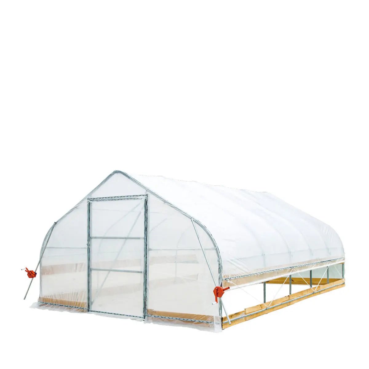 12’ x 20’ Tunnel Greenhouse Grow Tent w/6 Mil Clear EVA Plastic Film, Cold Frame, Hand Crank Roll-Up Sides, Peak Ceiling Roof, TMG-GH1220
