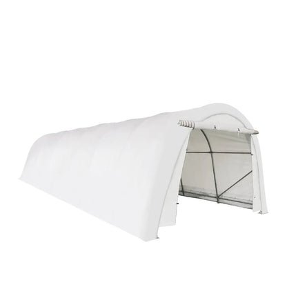 12’ x 30’ Car Shelter w/Rounded Roof & Heavy-Duty 11 OZ PE Fabric Cover, Galvanized Steel Frame, Fabric front roll-up door, TMG-ST1230R