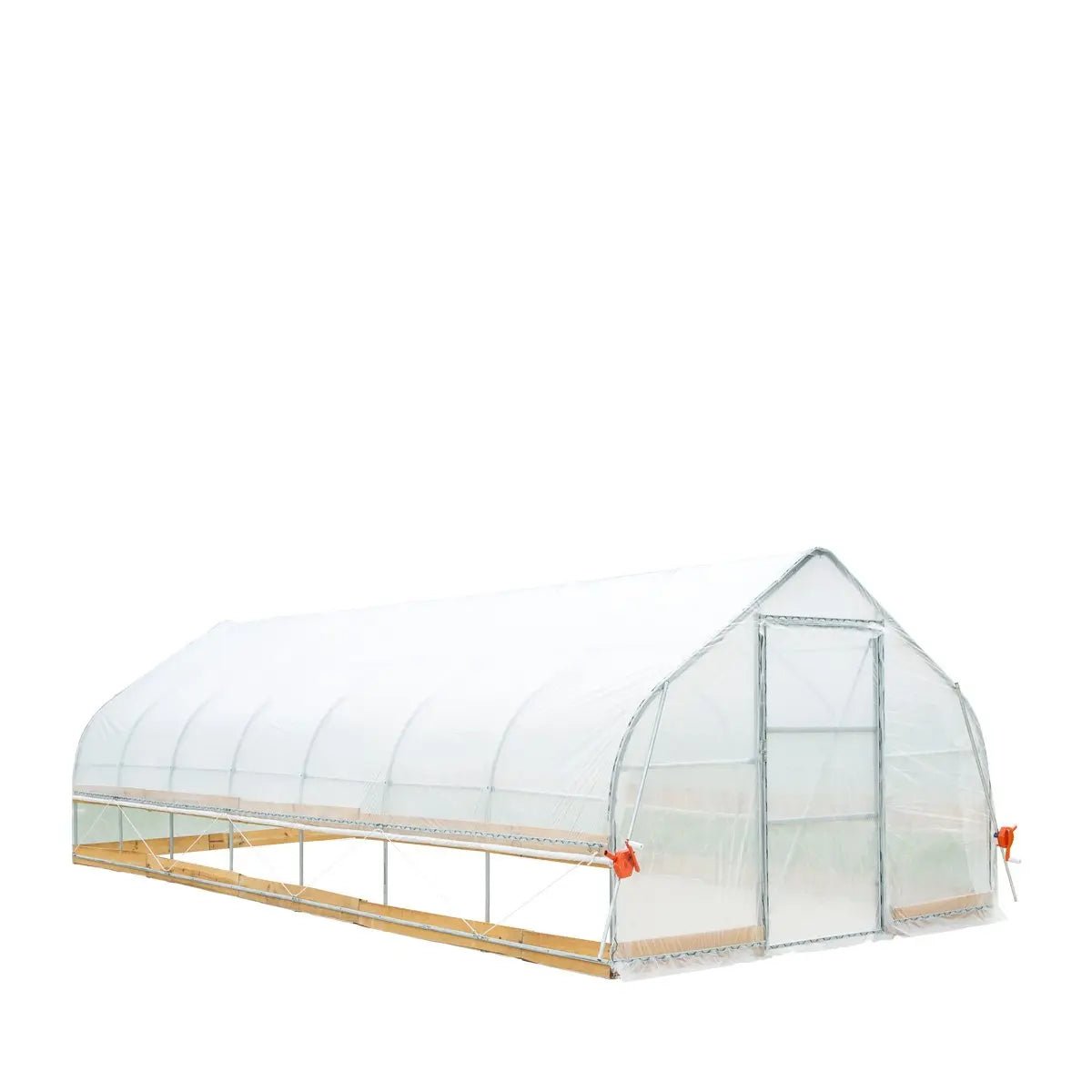 12’ x 30’ Tunnel Greenhouse Grow Tent w/6 Mil Clear EVA Plastic Film, Cold Frame, Hand Crank Roll-Up Sides, Peak Ceiling Roof, TMG-GH1230