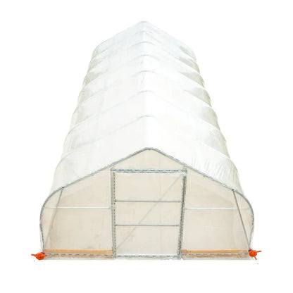 12’ x 30’ Tunnel Greenhouse Grow Tent w/6 Mil Clear EVA Plastic Film, Cold Frame, Hand Crank Roll-Up Sides, Peak Ceiling Roof, TMG-GH1230