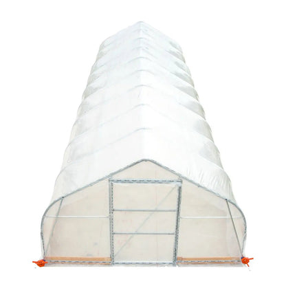 12’ x 40’ Tunnel Greenhouse Grow Tent w/6 Mil Clear EVA Plastic Film, Cold Frame, Hand Crank Roll-Up Sides, Peak Ceiling Roof, TMG-GH1240