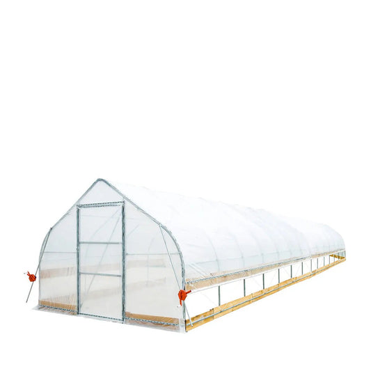 12’ x 60’ Tunnel Greenhouse Grow Tent w/6 Mil Clear EVA Plastic Film, Cold Frame, Hand Crank Roll-Up Sides, Peak Ceiling Roof, TMG-GH1260