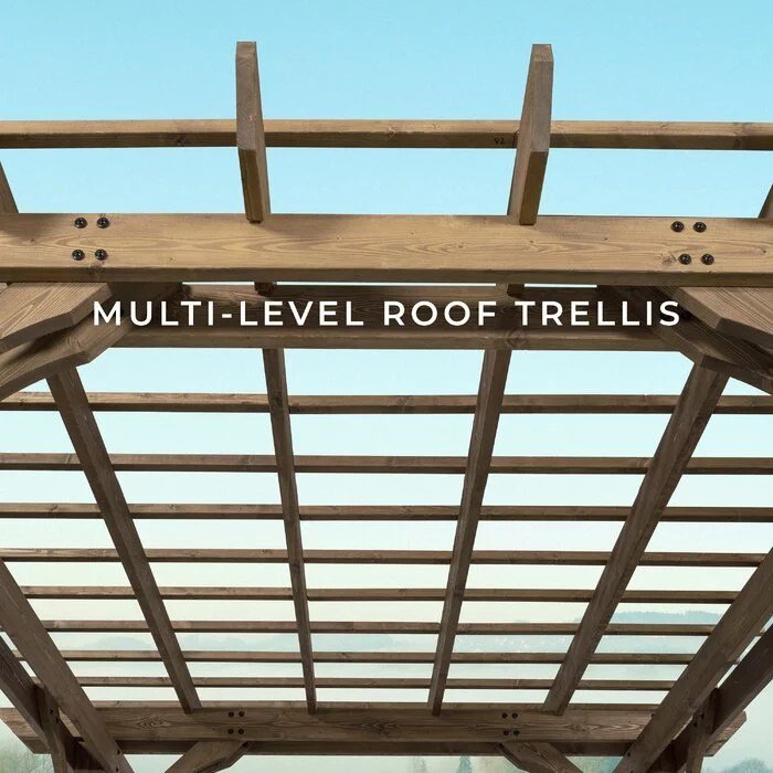 12 Ft. W x 10 Ft. D Solid Wood Pergola