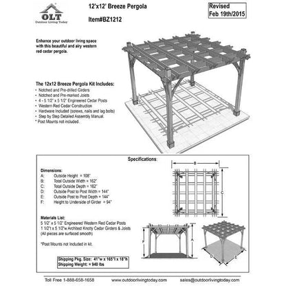 Outdoor Living Today Breeze 12 ft. Pergola