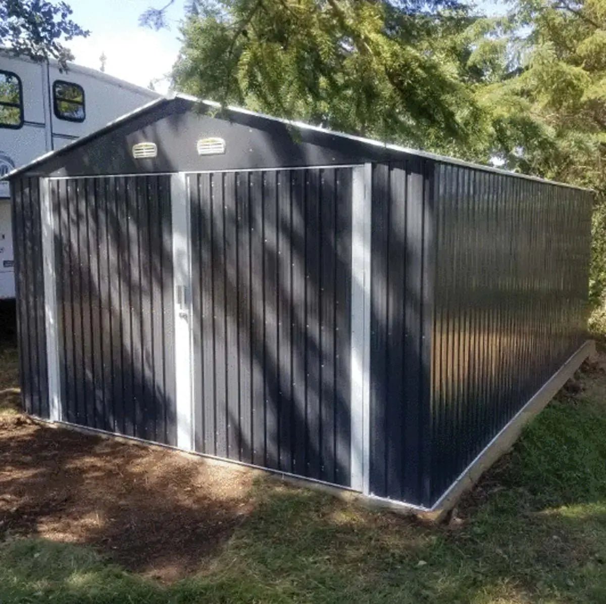 13’ x 20’ Metal Garage Shed with Double Front Doors, 7’9″ Peak Height, Side Entry Door, 240 Sq-Ft Floor Space, TMG-MS1320A