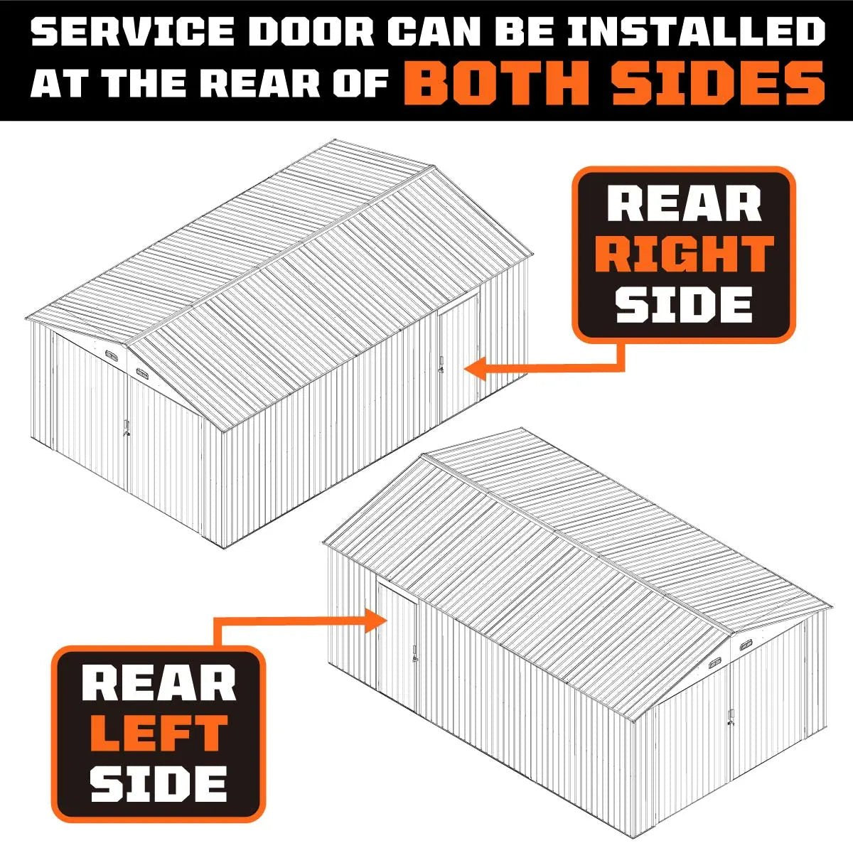 13’ x 20’ Metal Garage Shed with Double Front Doors, 7’9″ Peak Height, Side Entry Door, 240 Sq-Ft Floor Space, TMG-MS1320A