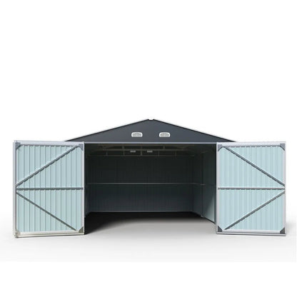 13’ x 20’ Metal Garage Shed with Double Front Doors, 7’9″ Peak Height, Side Entry Door, 240 Sq-Ft Floor Space, TMG-MS1320A