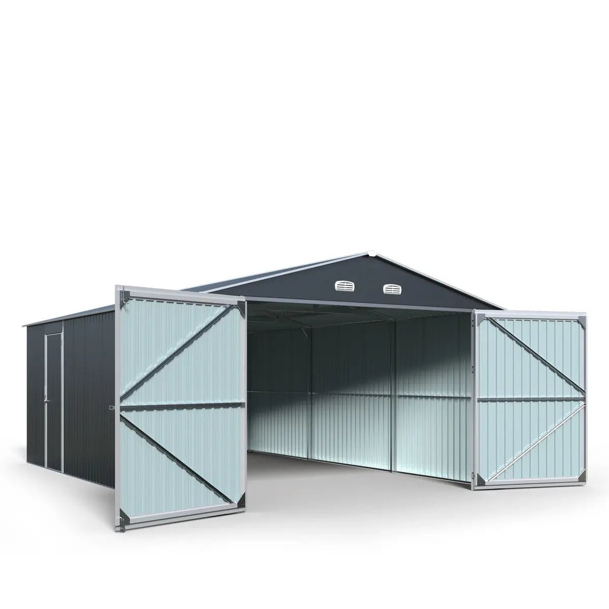 13’ x 20’ Metal Garage Shed with Double Front Doors, 7’9″ Peak Height, Side Entry Door, 240 Sq-Ft Floor Space, TMG-MS1320A