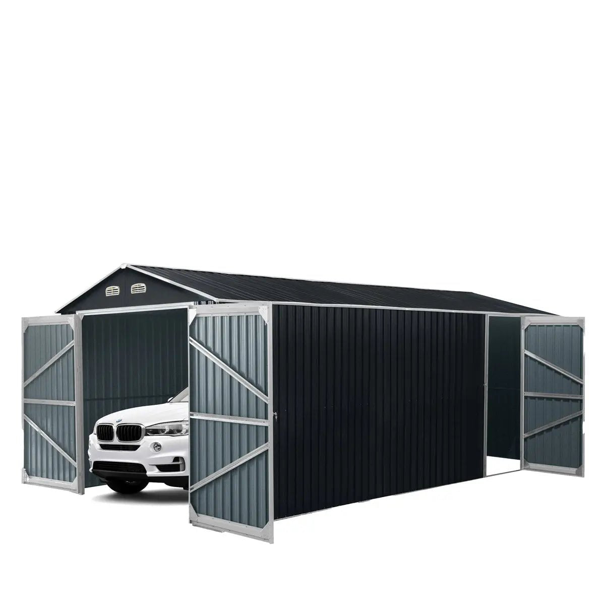 13’ x 20’ Metal Garage Shed with Double Front Doors, 7’9″ Peak Height, Side Entry Door, 240 Sq-Ft Floor Space, TMG-MS1320A