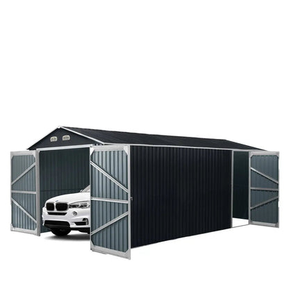 13’ x 20’ Metal Garage Shed with Double Front Doors, 7’9″ Peak Height, Side Entry Door, 240 Sq-Ft Floor Space, TMG-MS1320A