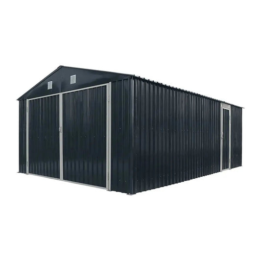 Pro Series 13′ x 20′ Metal Garage Shed with Double Front Doors and Side Entry Door, 8’6″ Peak Height TMG-MS1320B