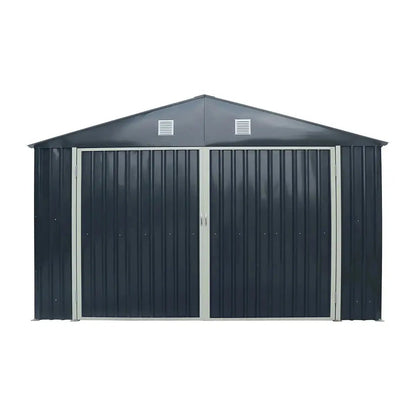 Pro Series 13′ x 20′ Metal Garage Shed with Double Front Doors and Side Entry Door, 8’6″ Peak Height TMG-MS1320B