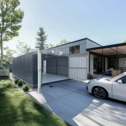 Pro Series 13′ x 20′ Metal Garage Shed with Double Front Doors and Side Entry Door, 8’6″ Peak Height TMG-MS1320B