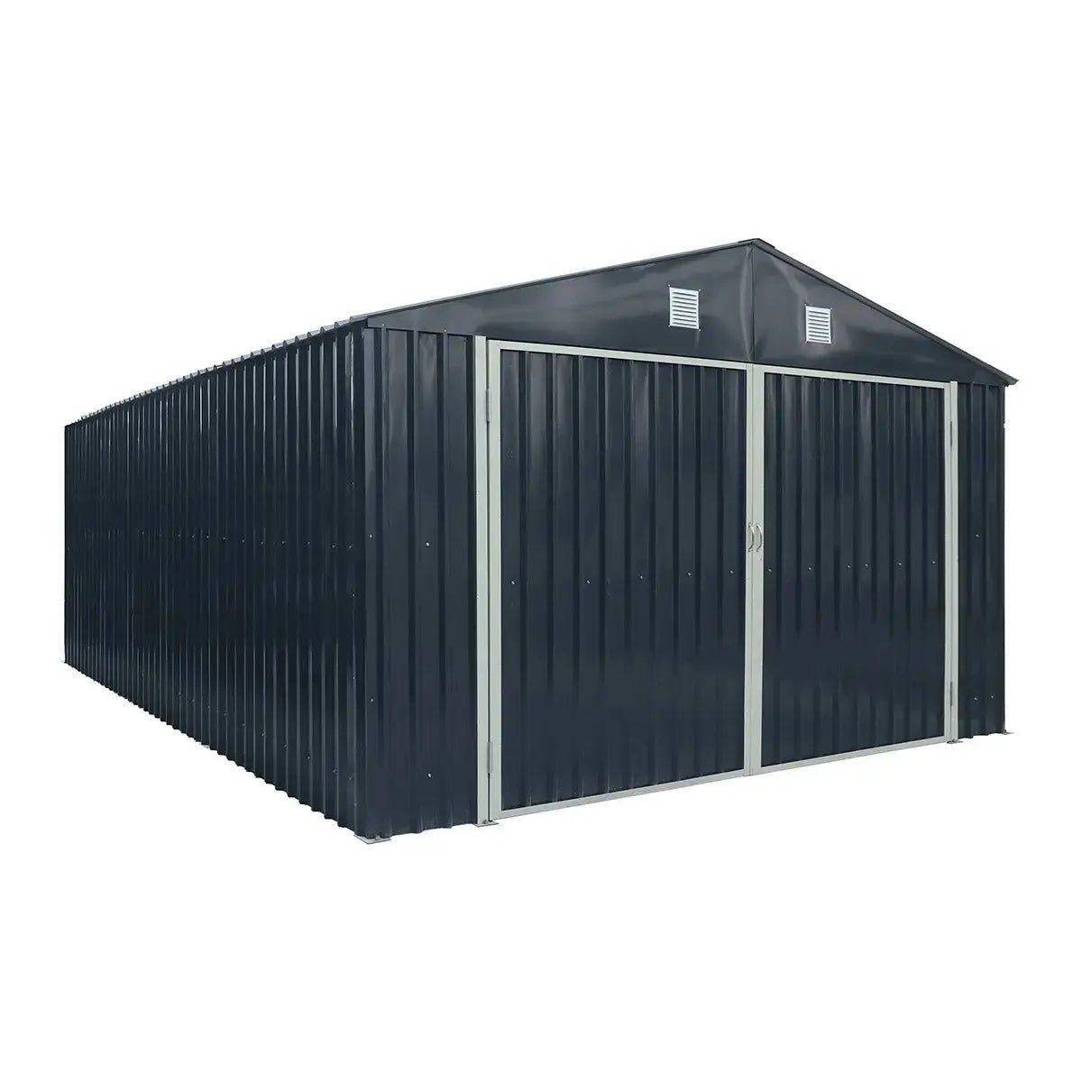 Pro Series 13′ x 20′ Metal Garage Shed with Double Front Doors and Side Entry Door, 8’6″ Peak Height TMG-MS1320B