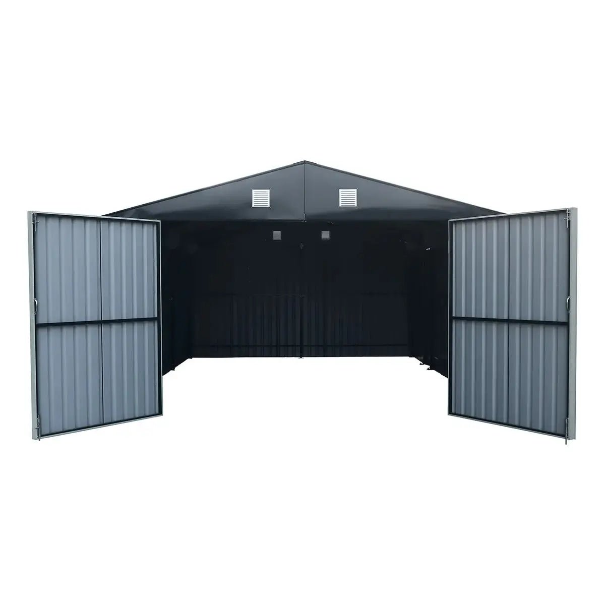 Pro Series 13′ x 20′ Metal Garage Shed with Double Front Doors and Side Entry Door, 8’6″ Peak Height TMG-MS1320B