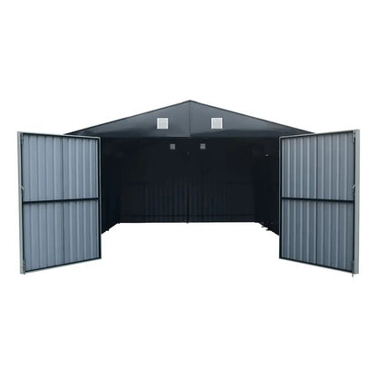 Pro Series 13′ x 20′ Metal Garage Shed with Double Front Doors and Side Entry Door, 8’6″ Peak Height TMG-MS1320B