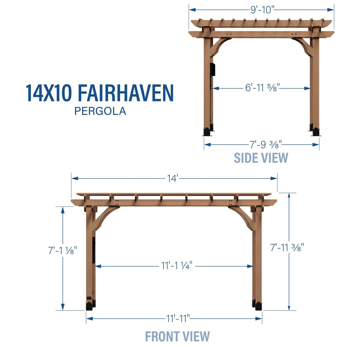 14×10 Fairhaven Pergola Rustic Finish